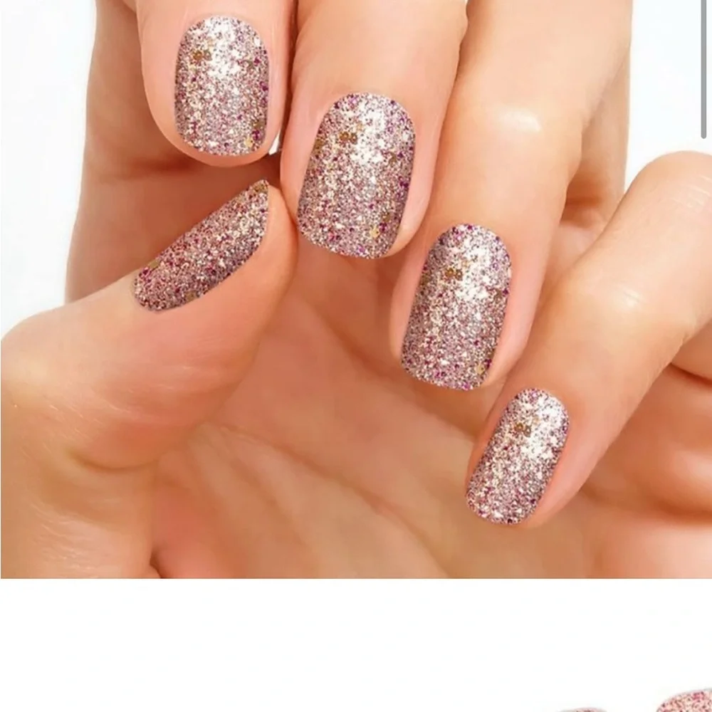 🩶5/$30 Tokyo Lights Color Street Nail Strips Pink Gold Holographic Sparkle NEW - Picture 3 of 6